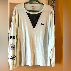 Pink long sleeve mint green Tshirt size medium